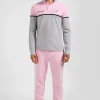 Polo manches longues bicolore en piqué coton rose coupe Regular