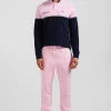 Polo manches longues bicolore en piqué coton bleu marine coupe Regular