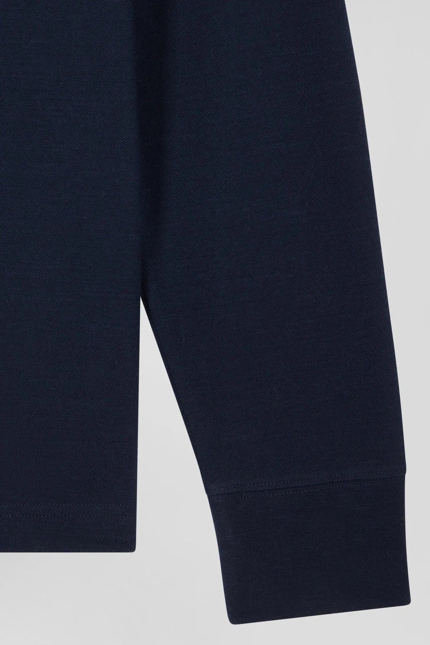 Polo manches longues bicolore en piqué coton bleu marine coupe Regular