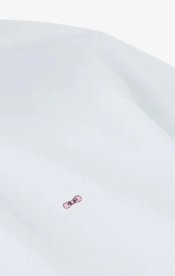 Polo manches longues blanc en coton avec col contrasté