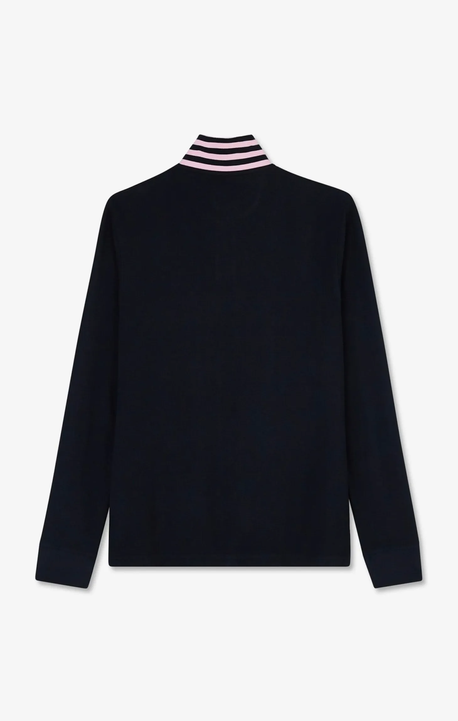 Polo manches longues bleu marine en coton avec col contrasté