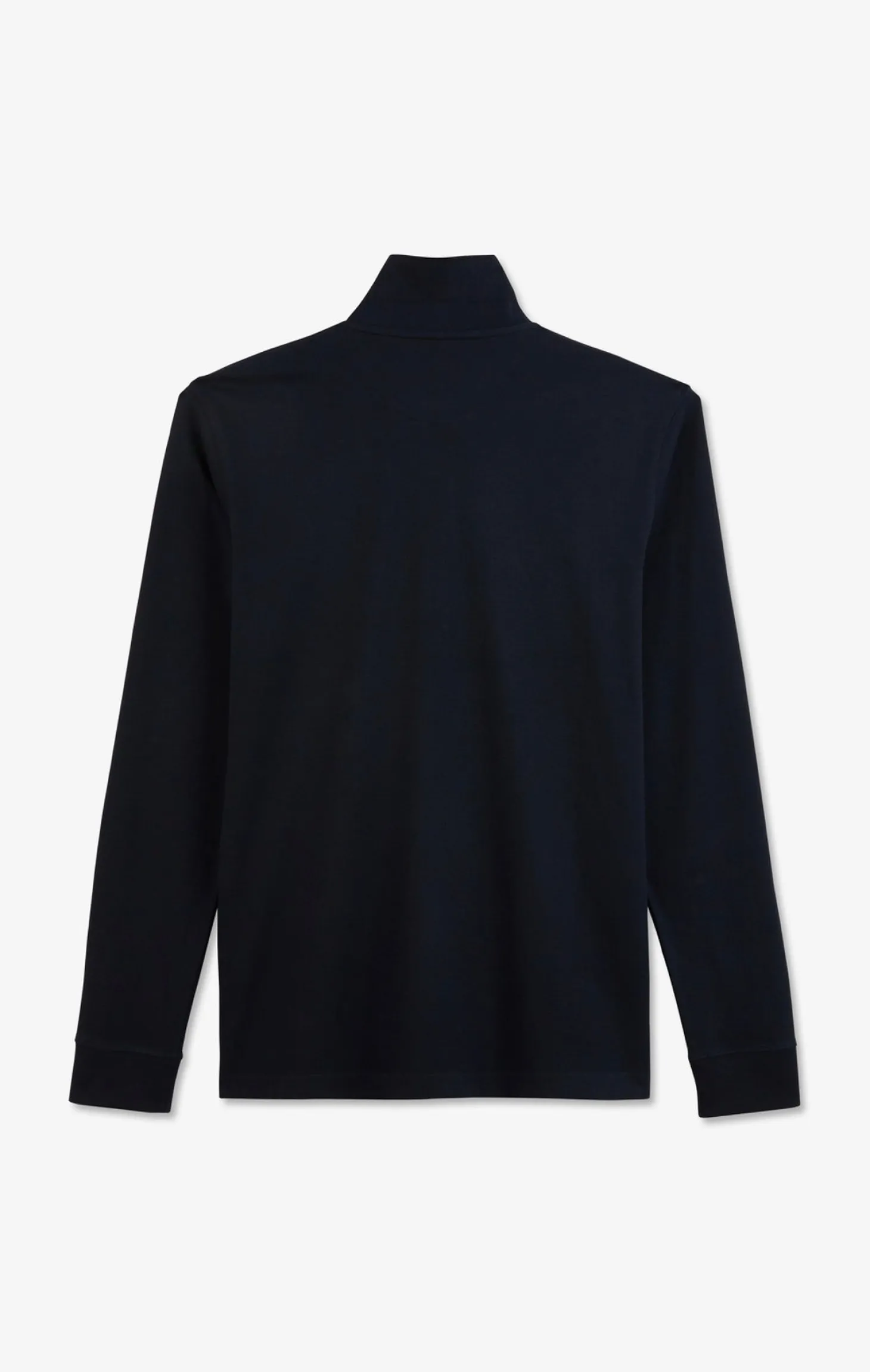 Polo manches longues bleu marine uni en piqué de coton stretch