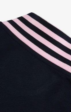 Polo manches longues bleu marine en coton avec col contrasté