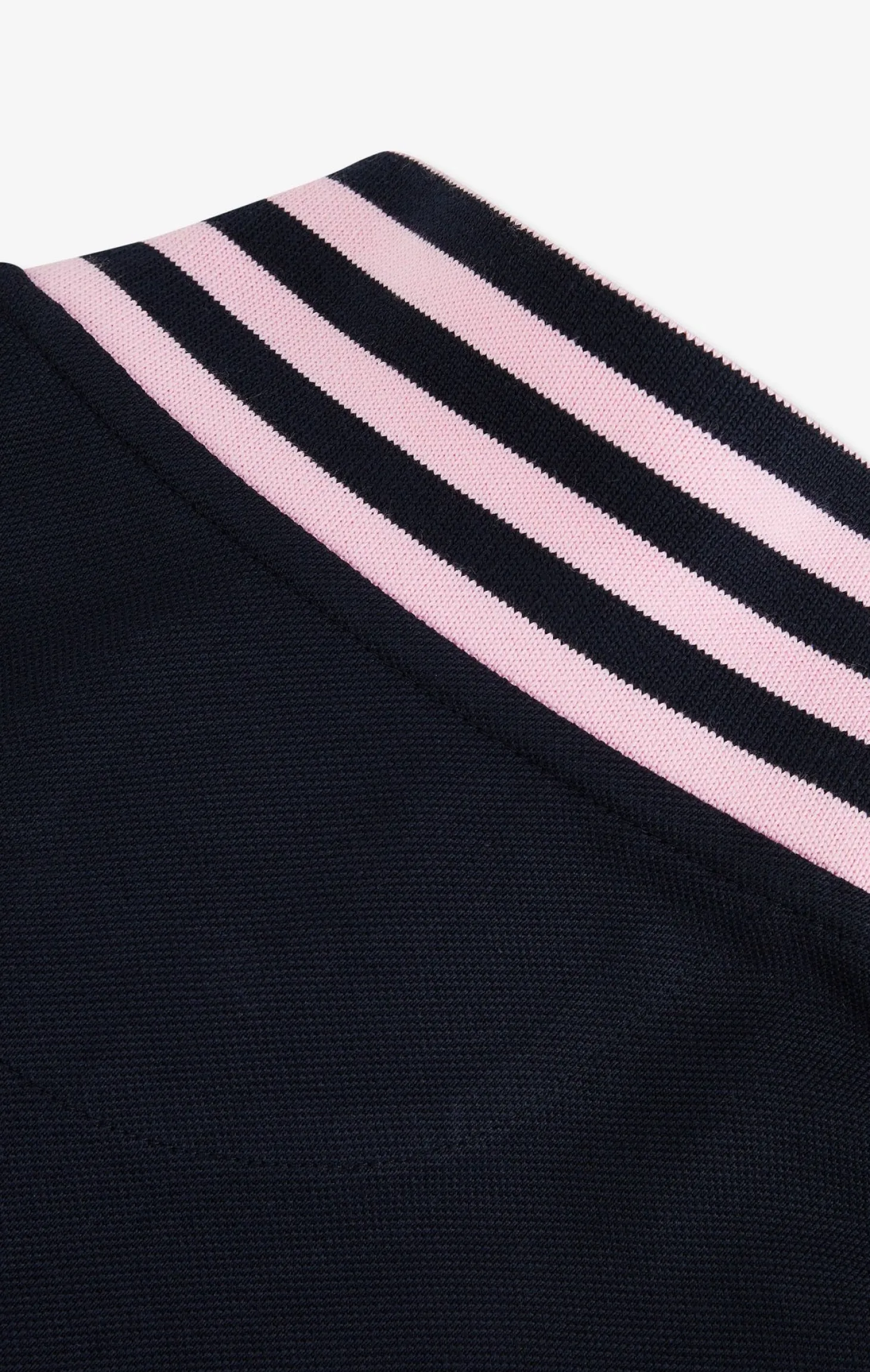 Polo manches longues bleu marine en coton avec col contrasté