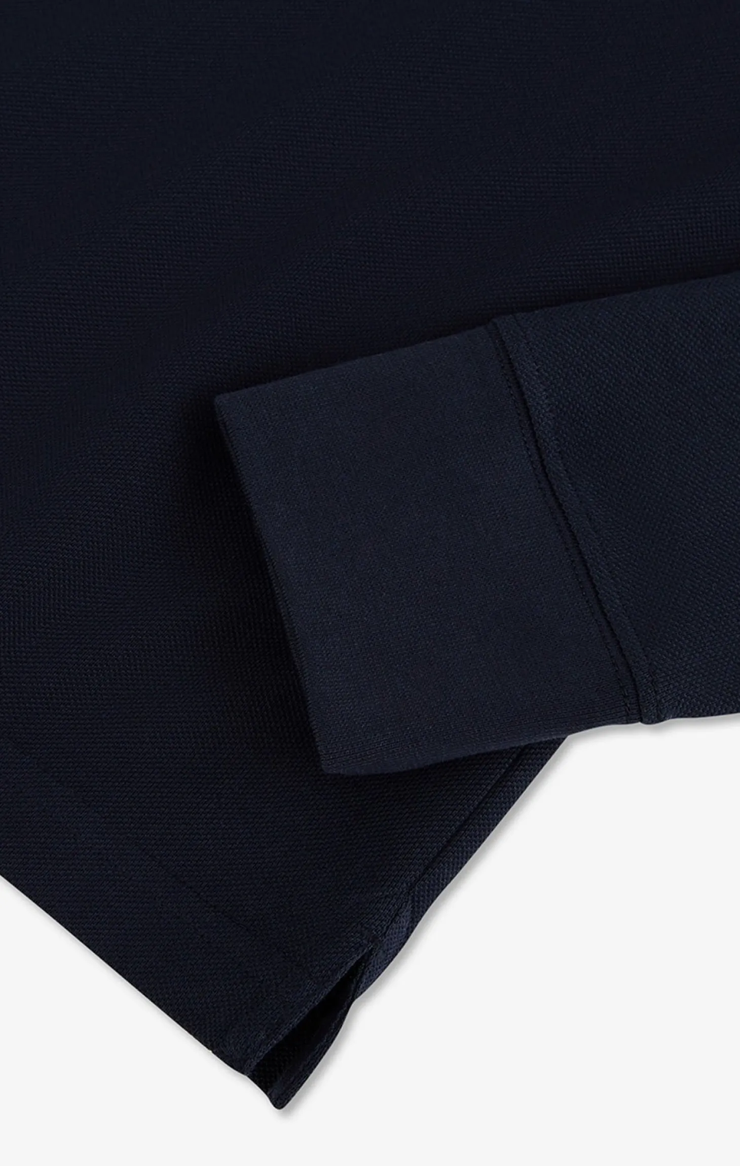 Polo manches longues bleu marine en coton avec col contrasté