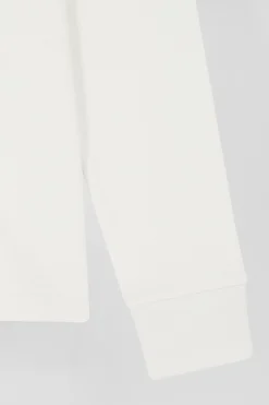 Polo manches longues en coton stretch écru col cerclé coupe Slim
