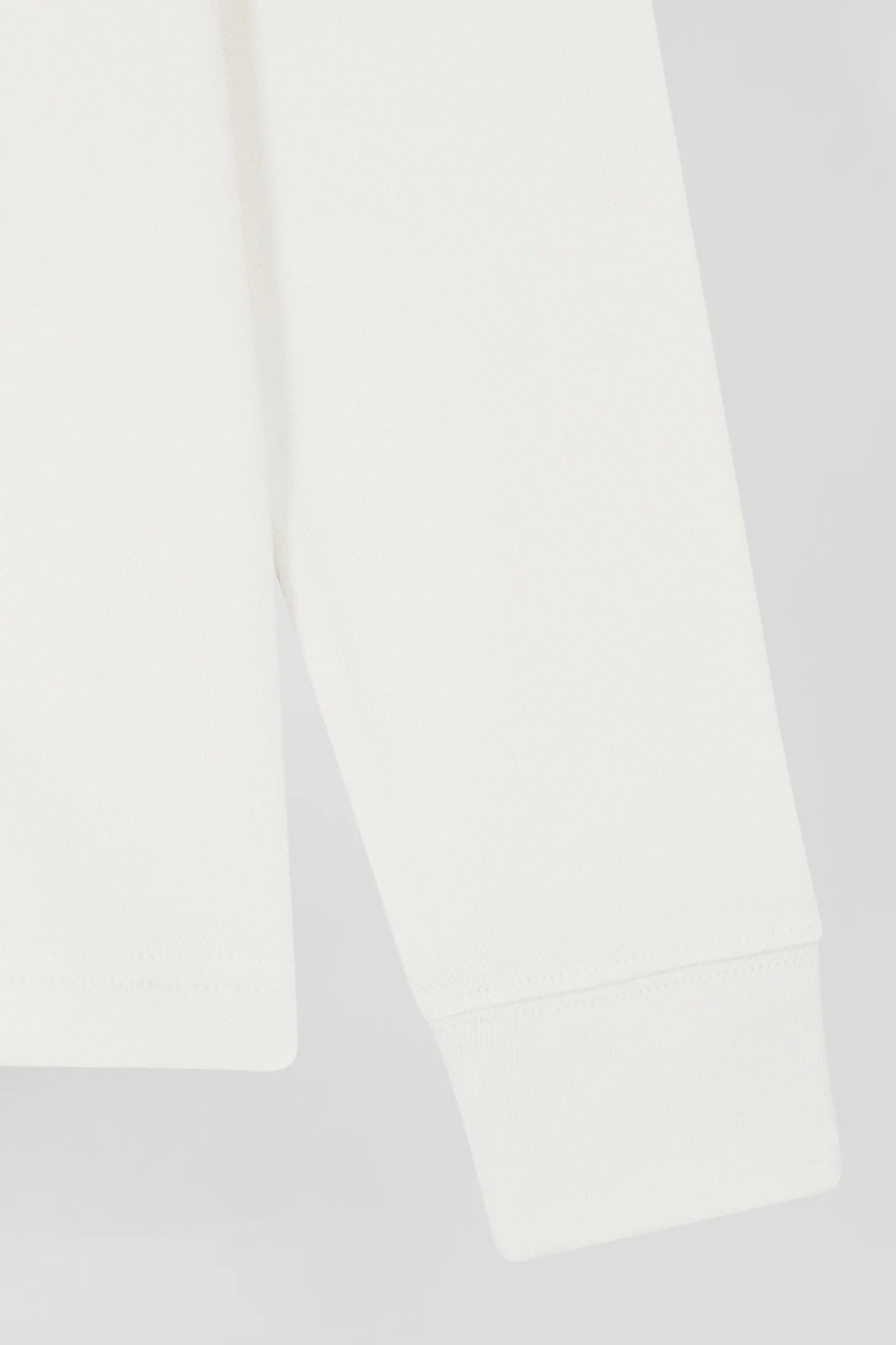 Polo manches longues en coton stretch écru col cerclé coupe Slim