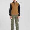 Polo manches longues en piqué coton camel col tricolore jacquard Eden Park coupe Regular