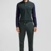 Polo manches longues en piqué coton vert col jacquard écusson gomme coupe Regular