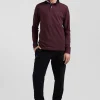 Polo manches longues en piqué coton bordeaux coupe Regular