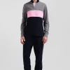 Polo manches longues en piqué coton gris broderie matelassée coupe Regular