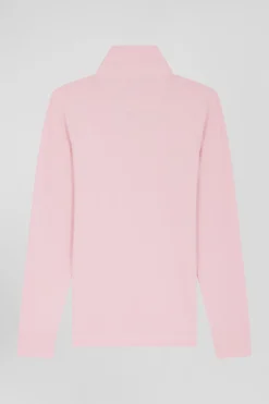 Polo manches longues en piqué coton rose coupe Slim