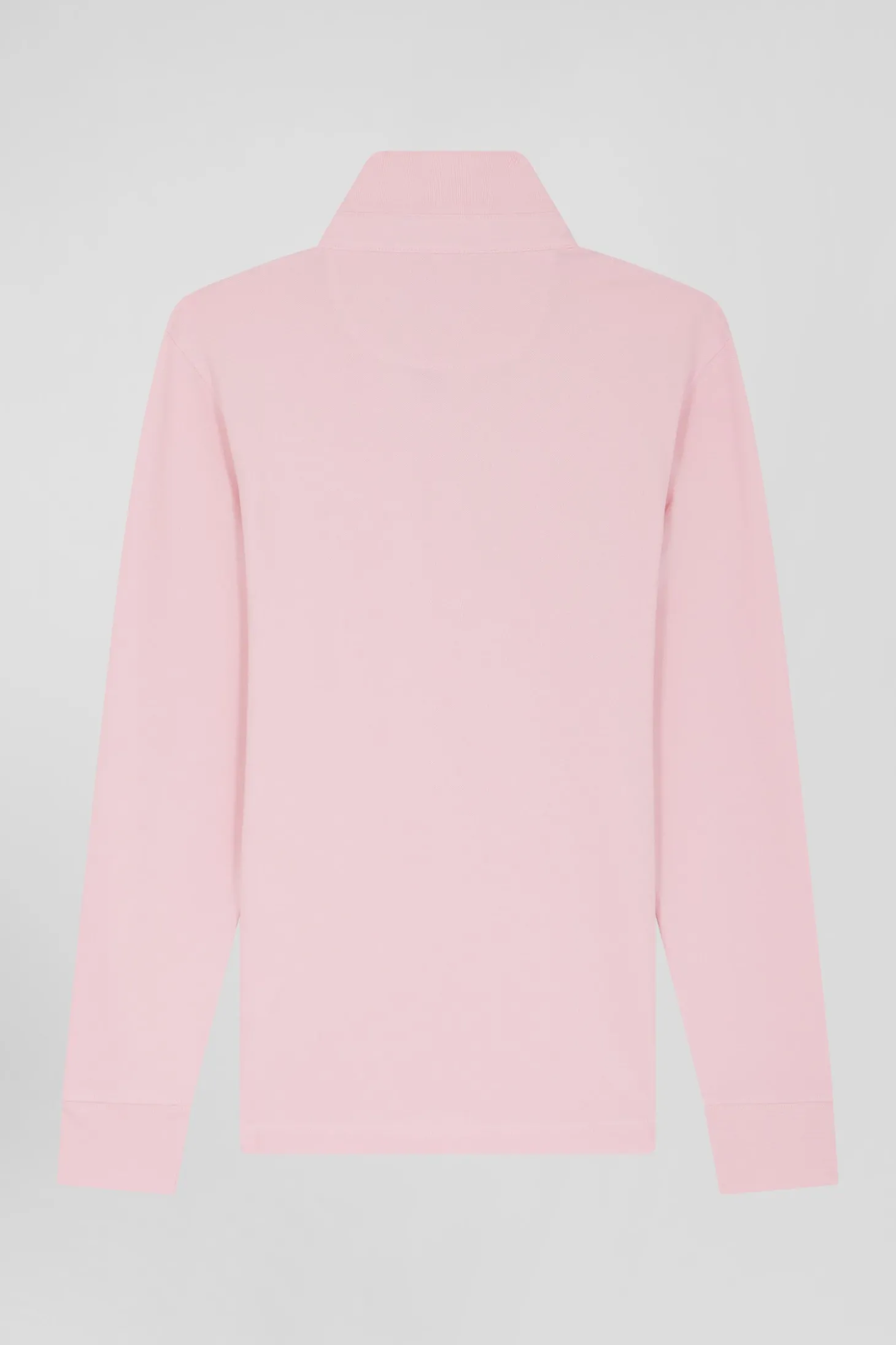 Polo manches longues en piqué coton rose coupe Slim