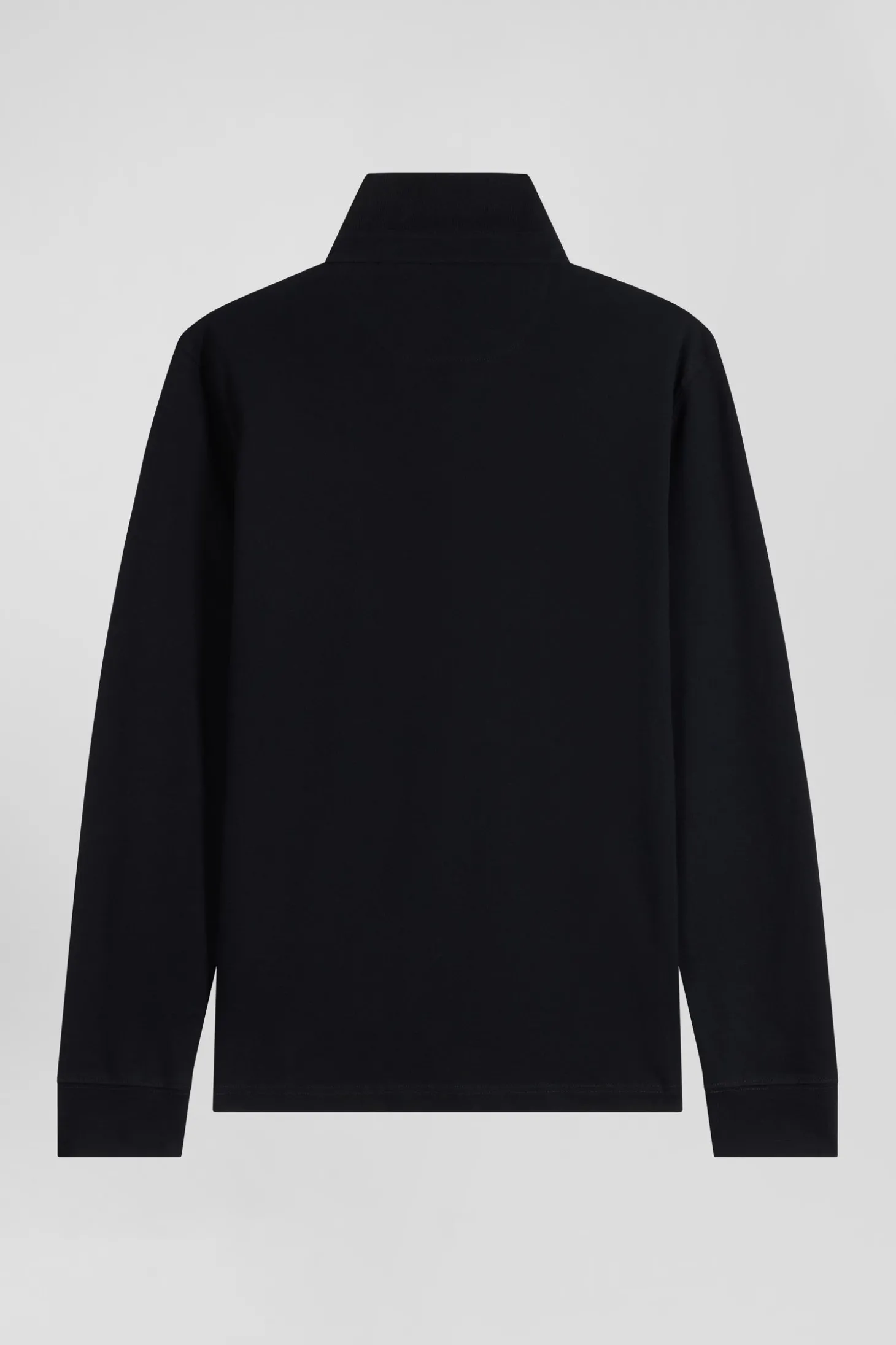 Polo manches longues en piqué coton noir coupe Slim