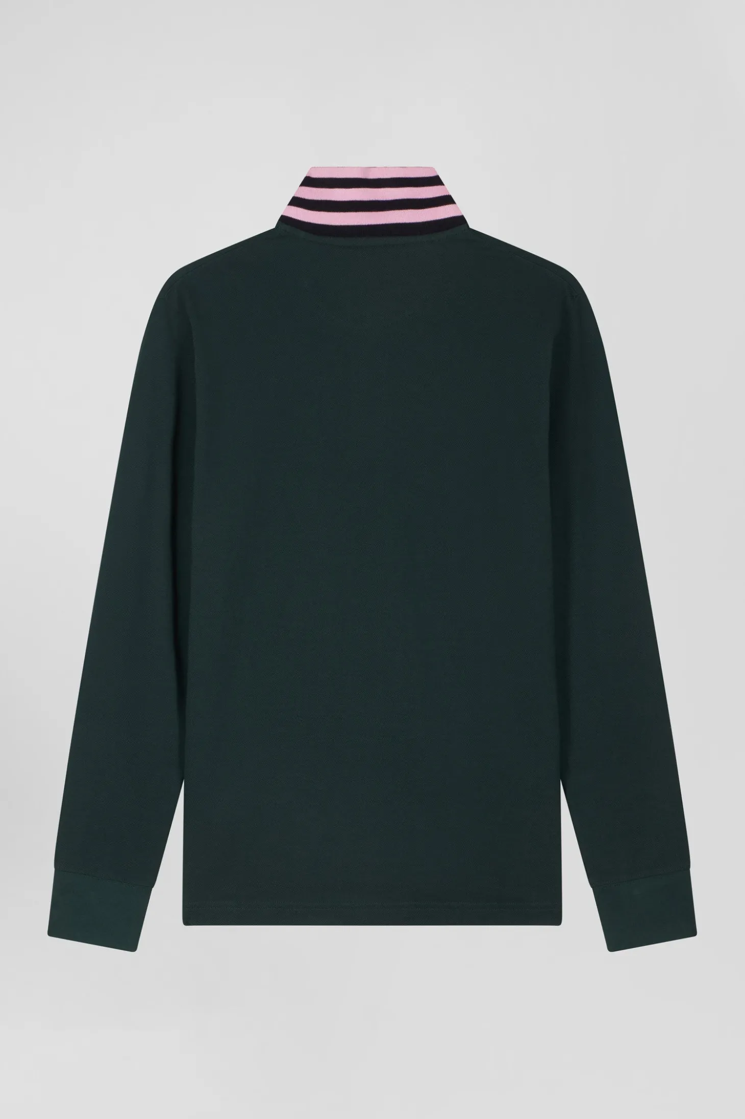 Polo manches longues en piqué coton vert foncé coupe Regular