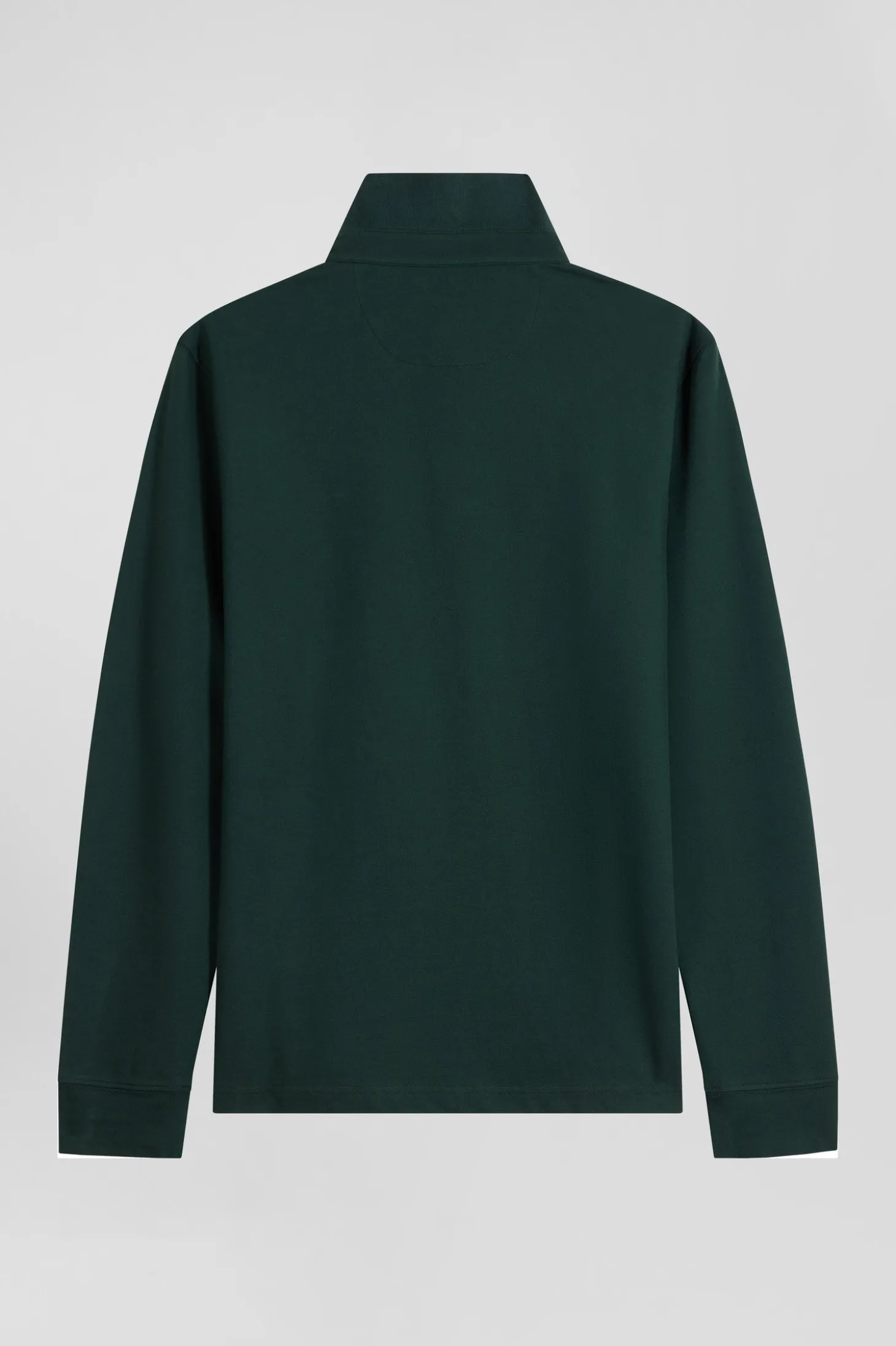 Polo manches longues en piqué coton vert coupe Slim