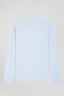 Polo manches longues en piqué coton ciel coupe Slim