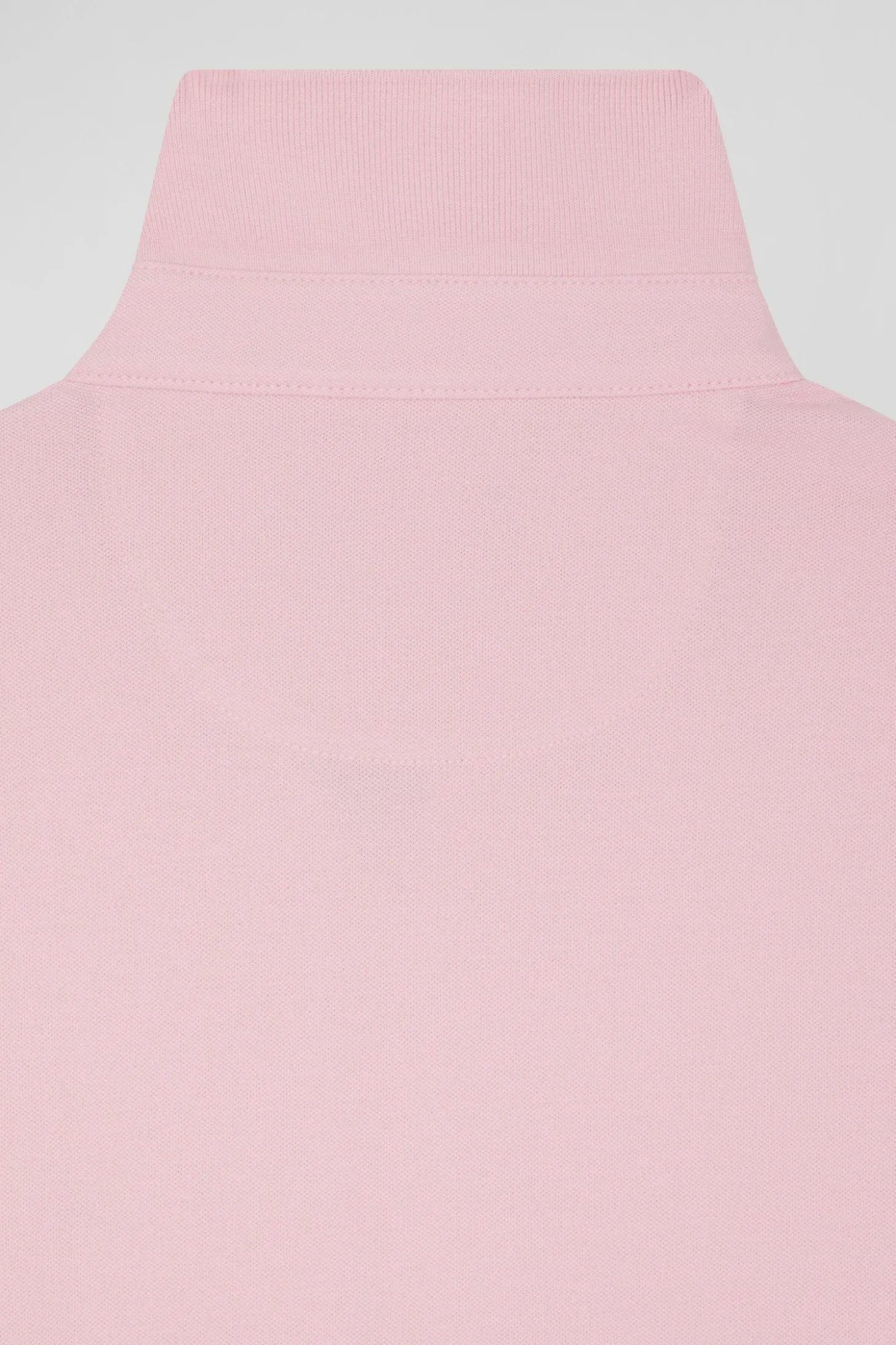 Polo manches longues en piqué coton rose coupe Slim