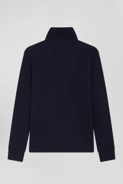 Polo manches longues en piqué coton marine coupe Regular