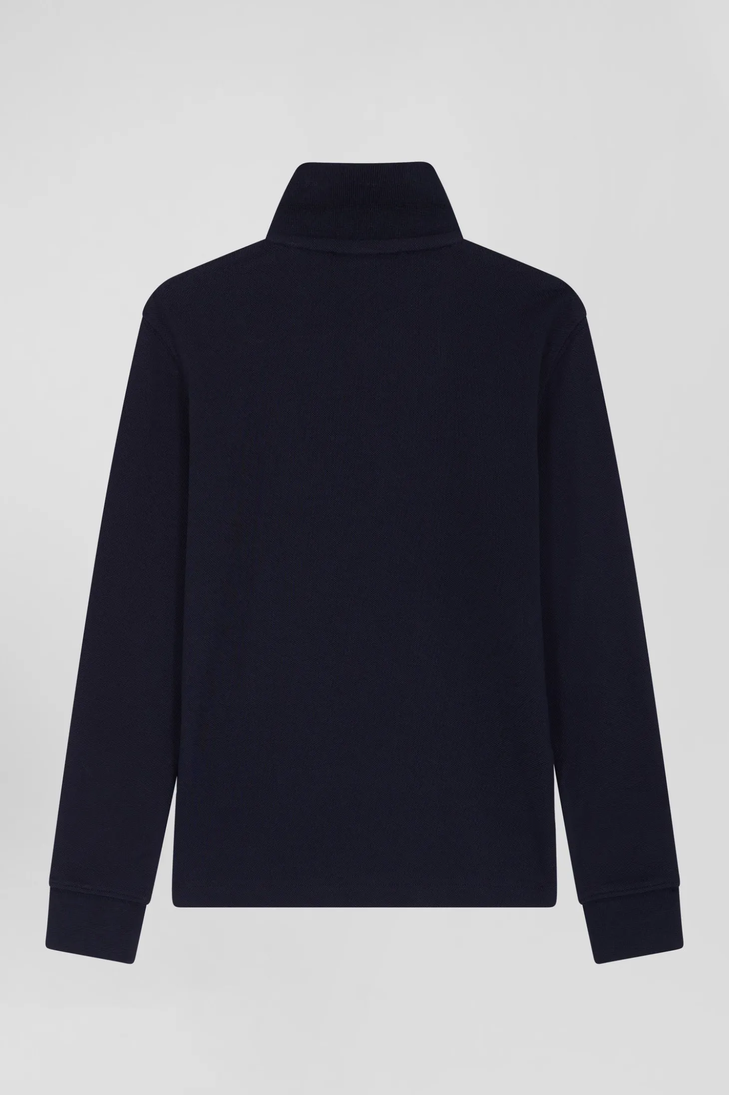 Polo manches longues en piqué coton marine coupe Regular