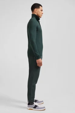 Polo manches longues en piqué coton vert coupe Slim