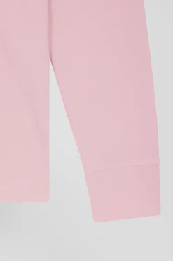Polo manches longues en piqué coton rose coupe Slim