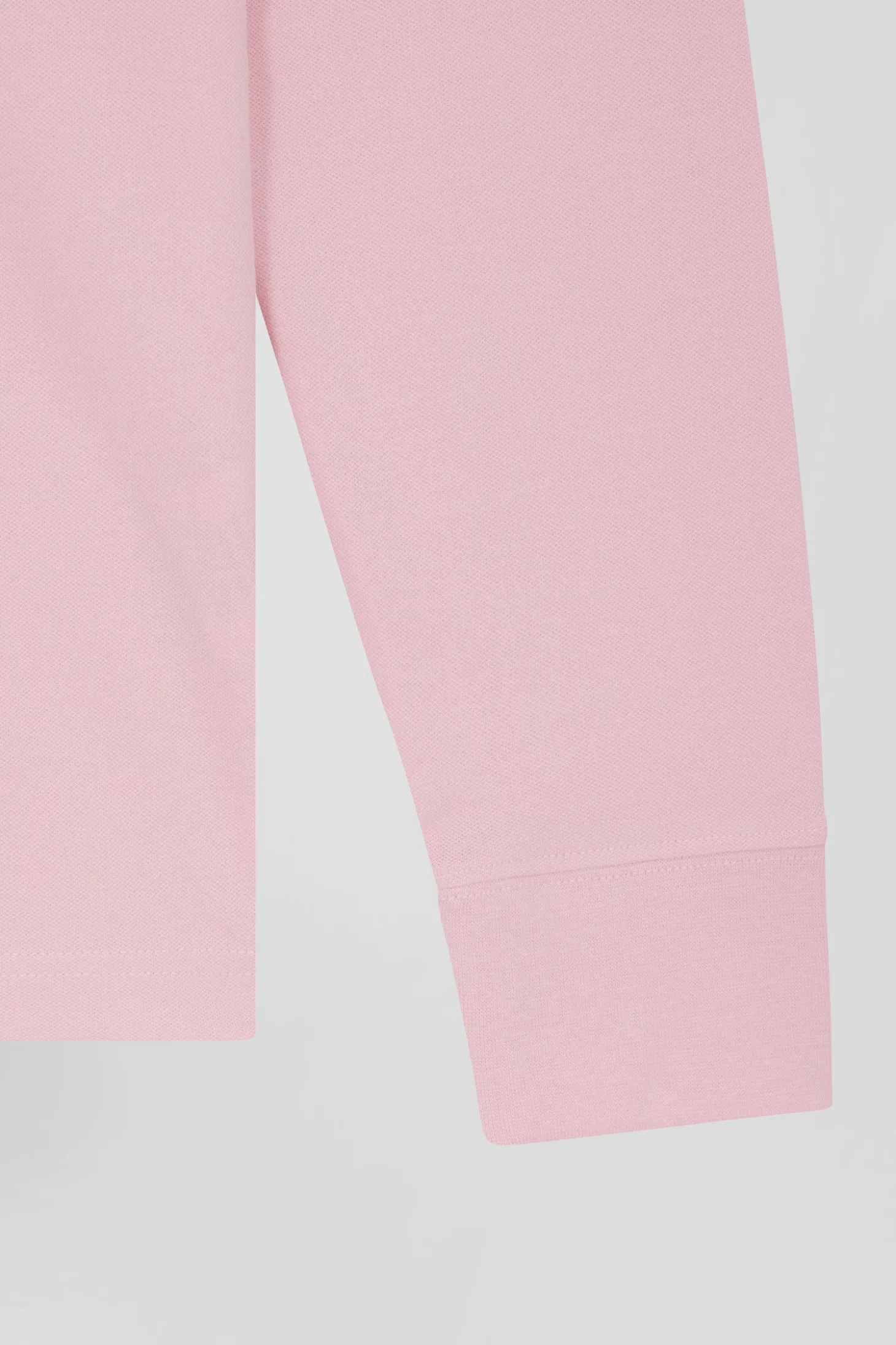 Polo manches longues en piqué coton rose coupe Slim