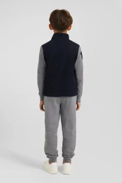 Polo manches longues en piqué coton gris bande rose et broderie 10 coupe Regular