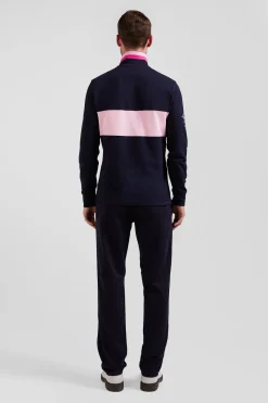 Polo manches longues en piqué coton rose broderie 10 manche coupe Regular