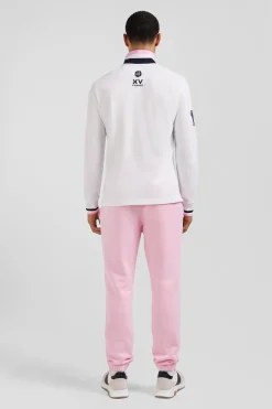 Polo manches longues en piqué coton blanc broderie XV de France coupe Regular