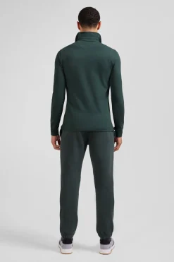 Polo manches longues en piqué coton vert coupe Slim