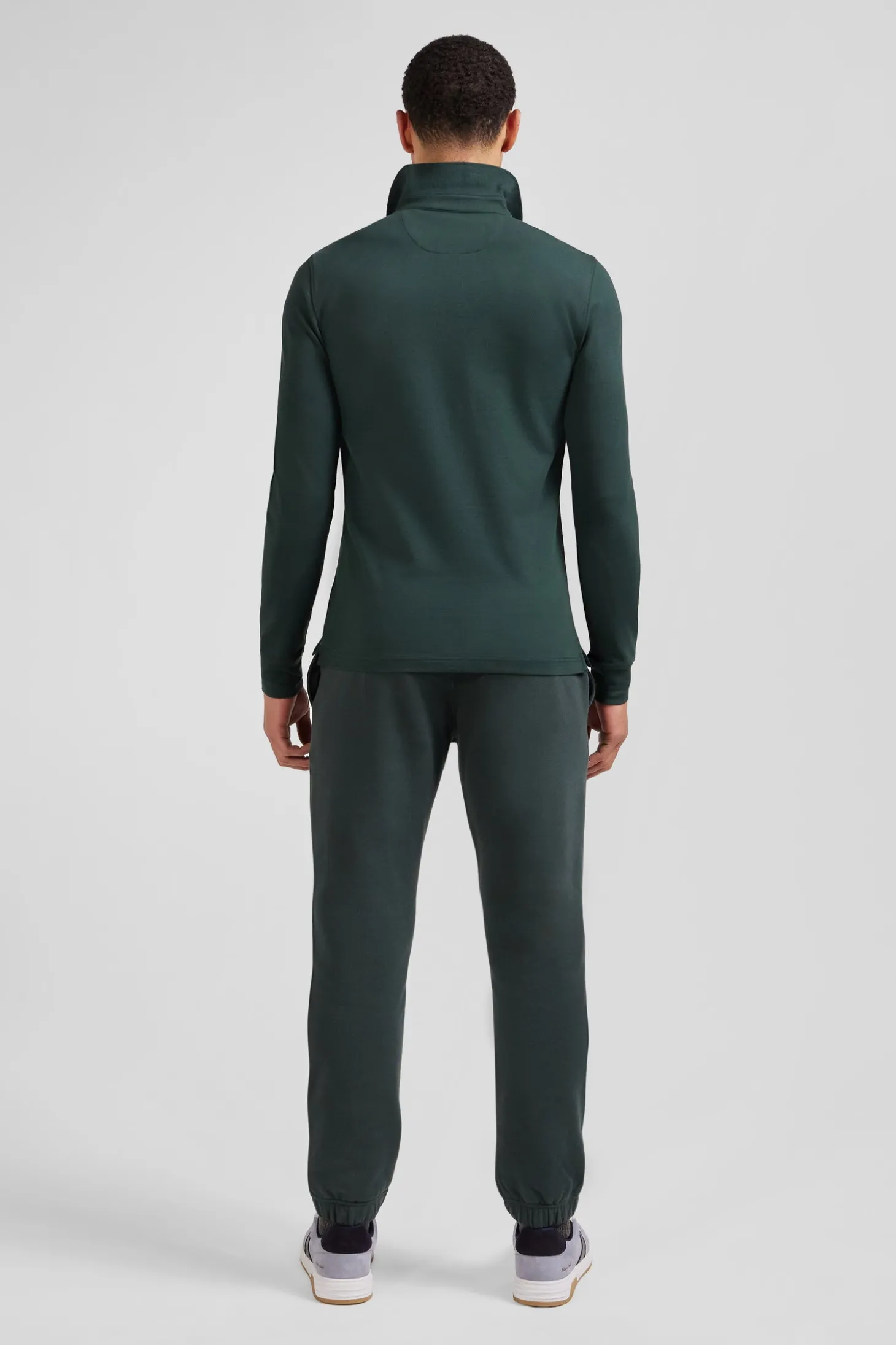 Polo manches longues en piqué coton vert coupe Slim