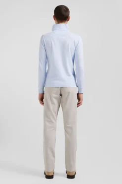 Polo manches longues en piqué coton ciel coupe Slim