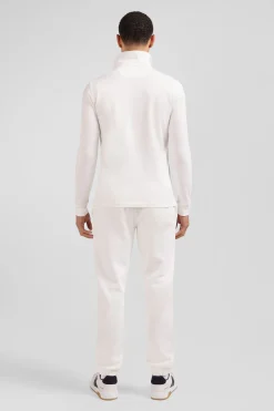 Polo manches longues en piqué coton écru coupe Slim