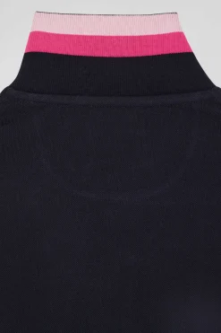 Polo manches longues en piqué coton rose broderie 10 manche coupe Regular
