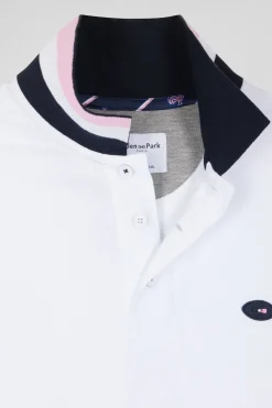 Polo manches longues en piqué coton blanc broderie XV de France coupe Regular
