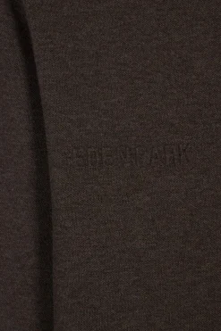 Polo manches longues en piqué coton marron détails tricolores coupe Regular