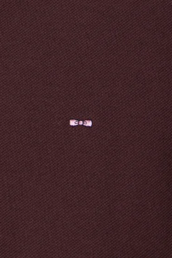 Polo manches longues en piqué coton bordeaux coupe Regular