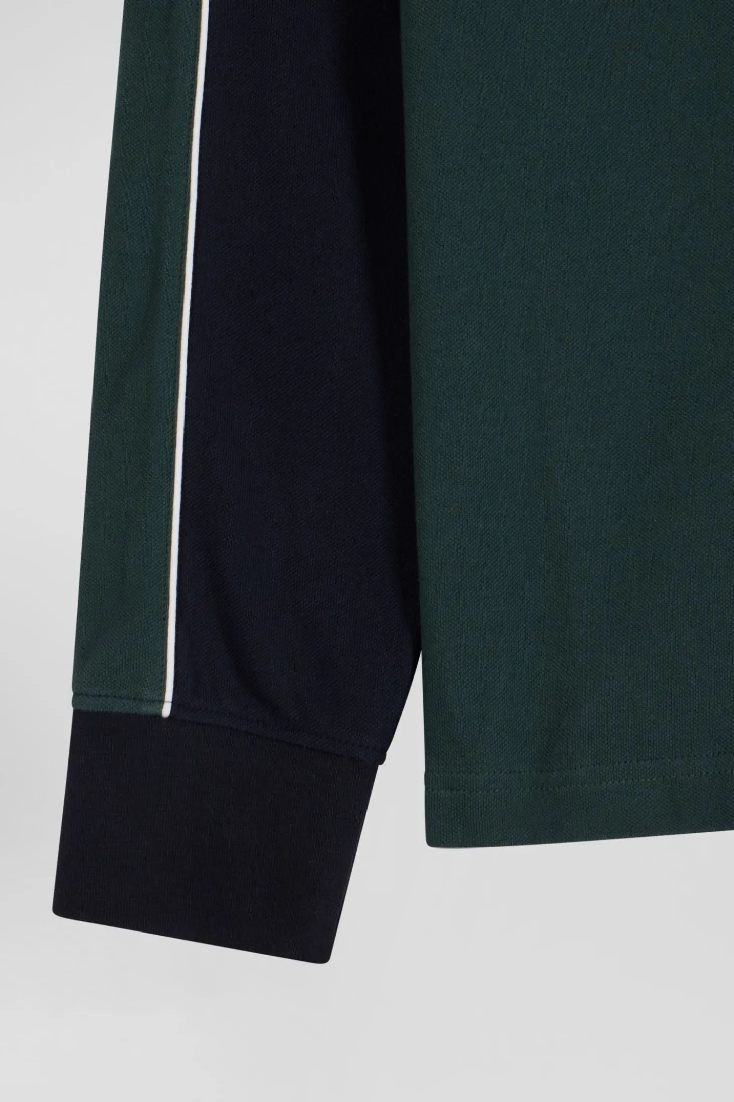 Polo manches longues en piqué coton vert chiné coupe Regular