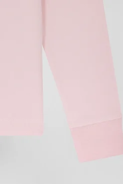Polo manches longues en piqué coton stretch rose coupe Slim