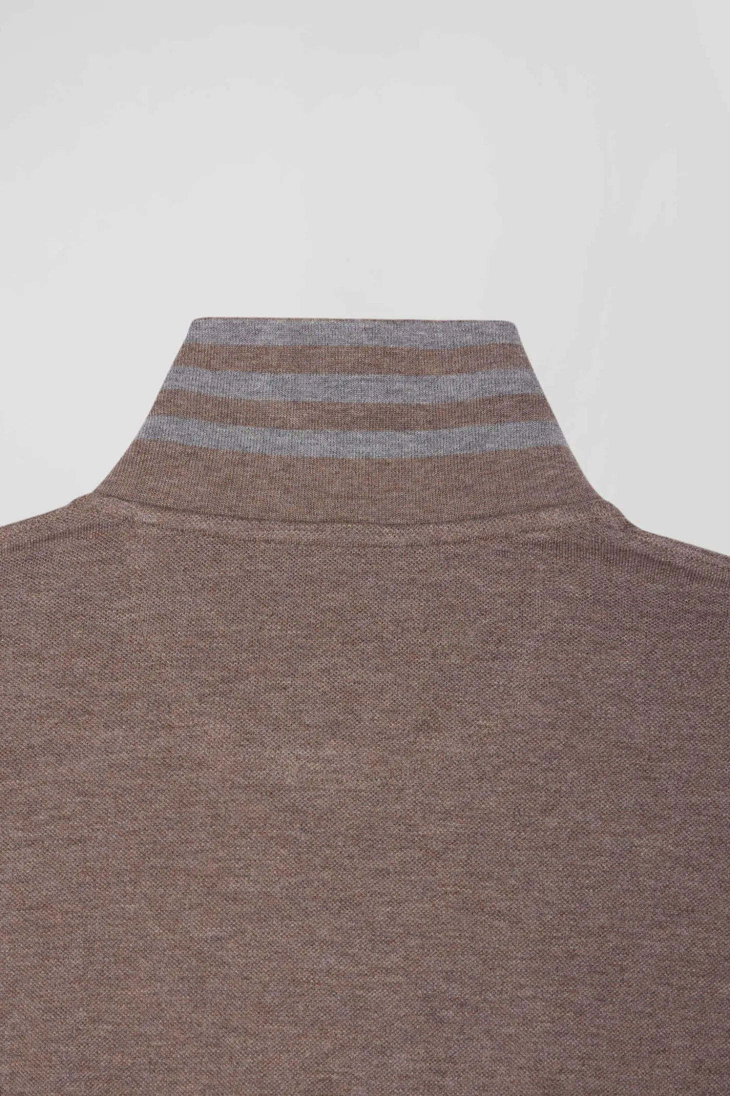 Polo manches longues en piqué coton marron