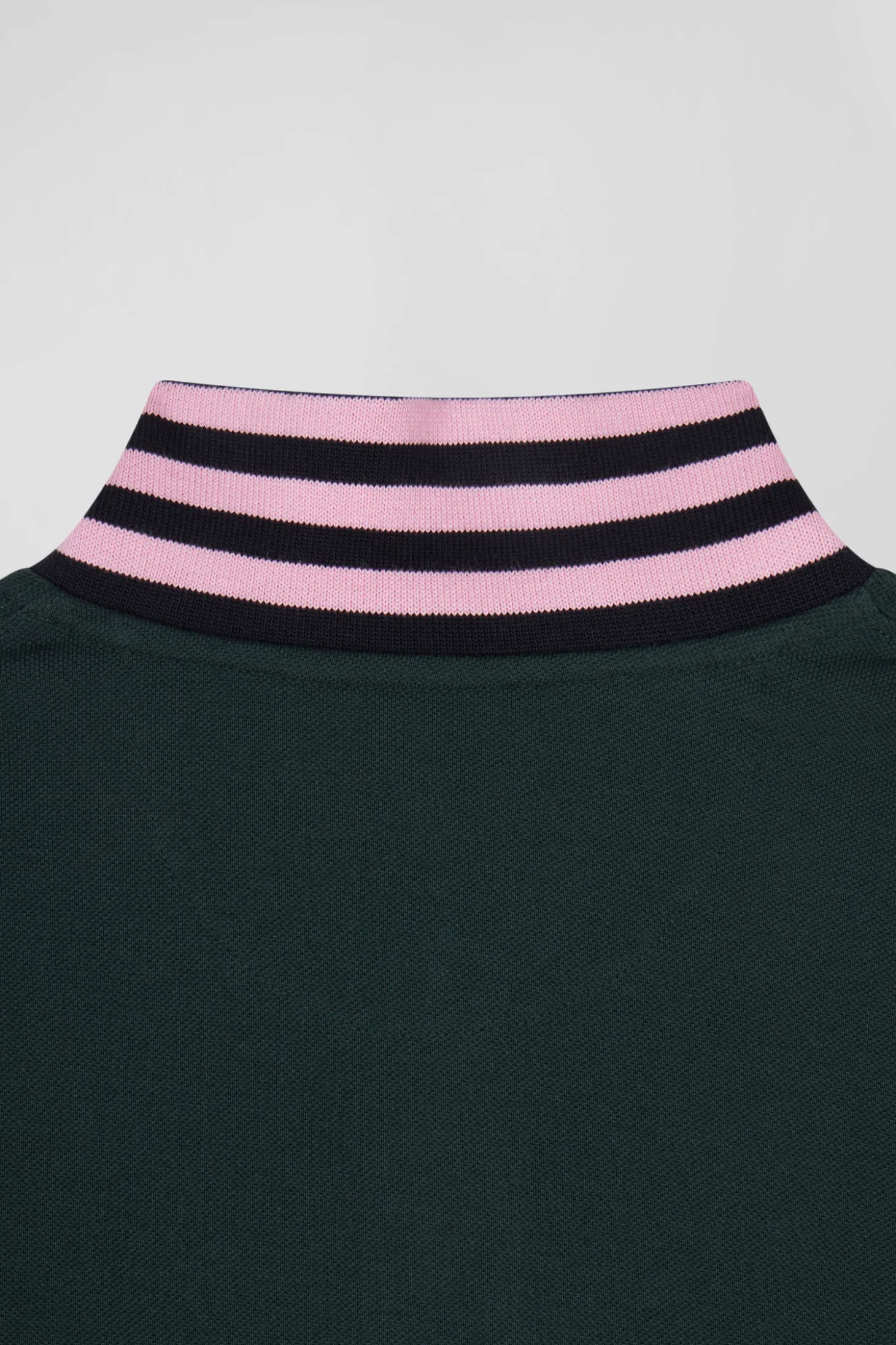 Polo manches longues en piqué coton vert foncé coupe Regular