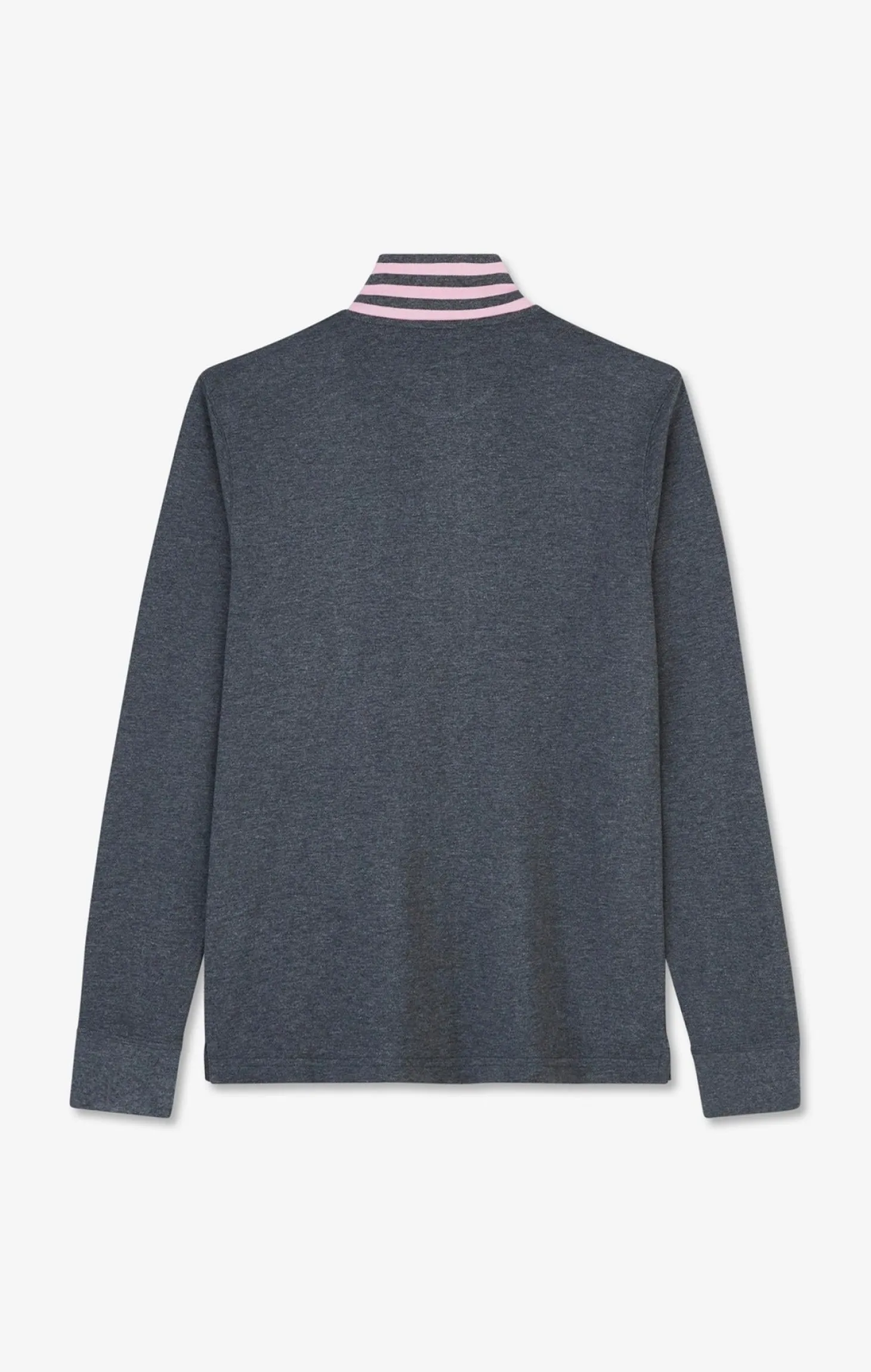 Polo manches longues gris en coton avec col contrasté