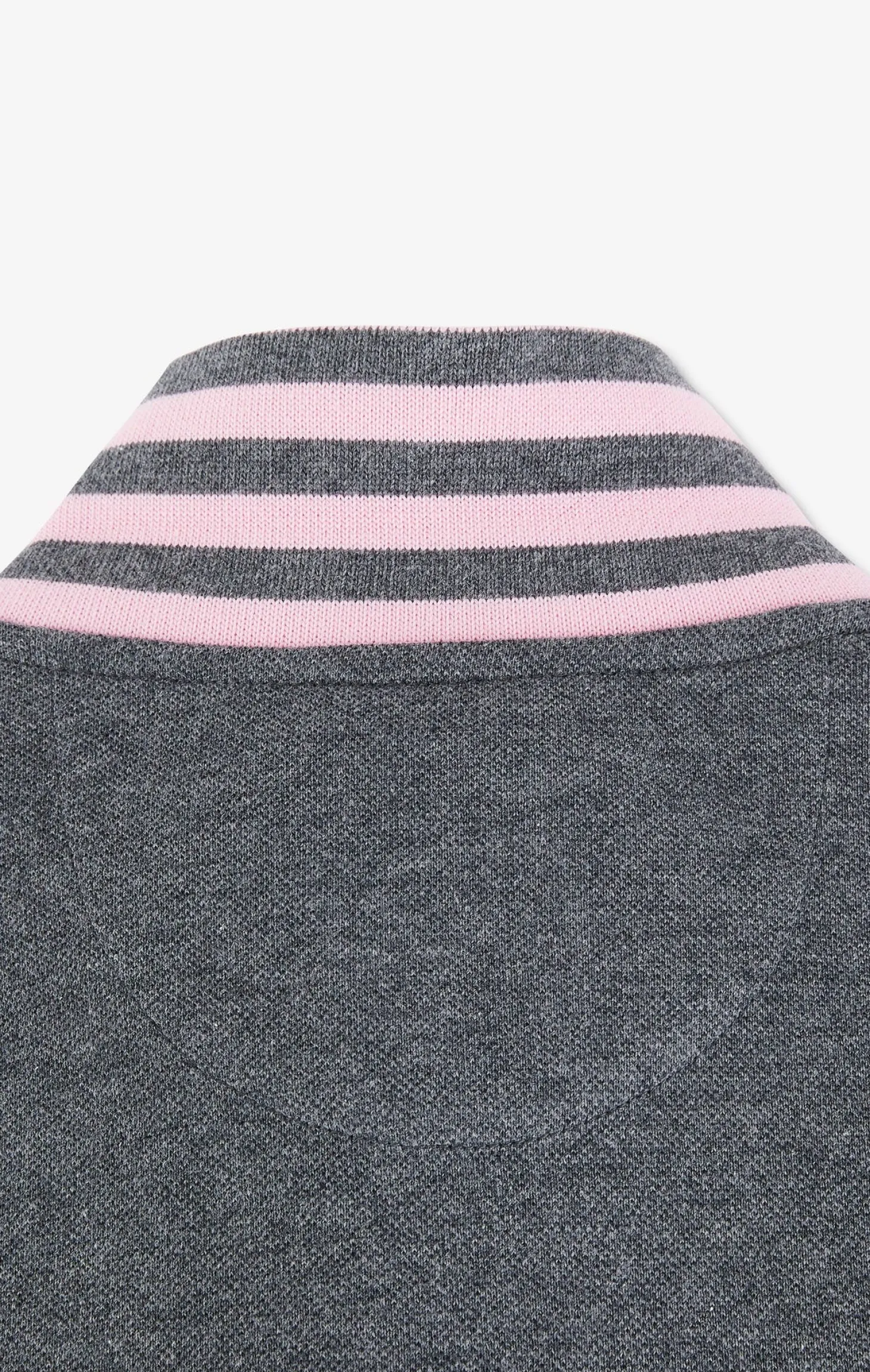 Polo manches longues gris en coton avec col contrasté