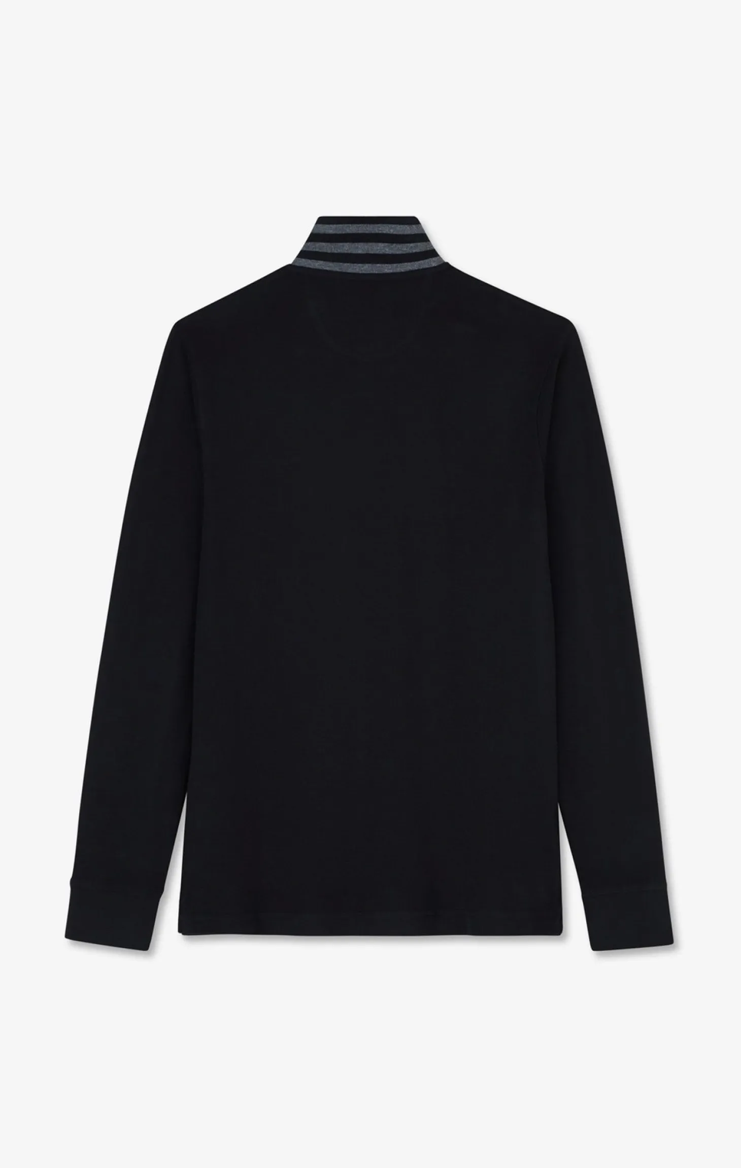 Polo manches longues noir en coton avec col contrasté