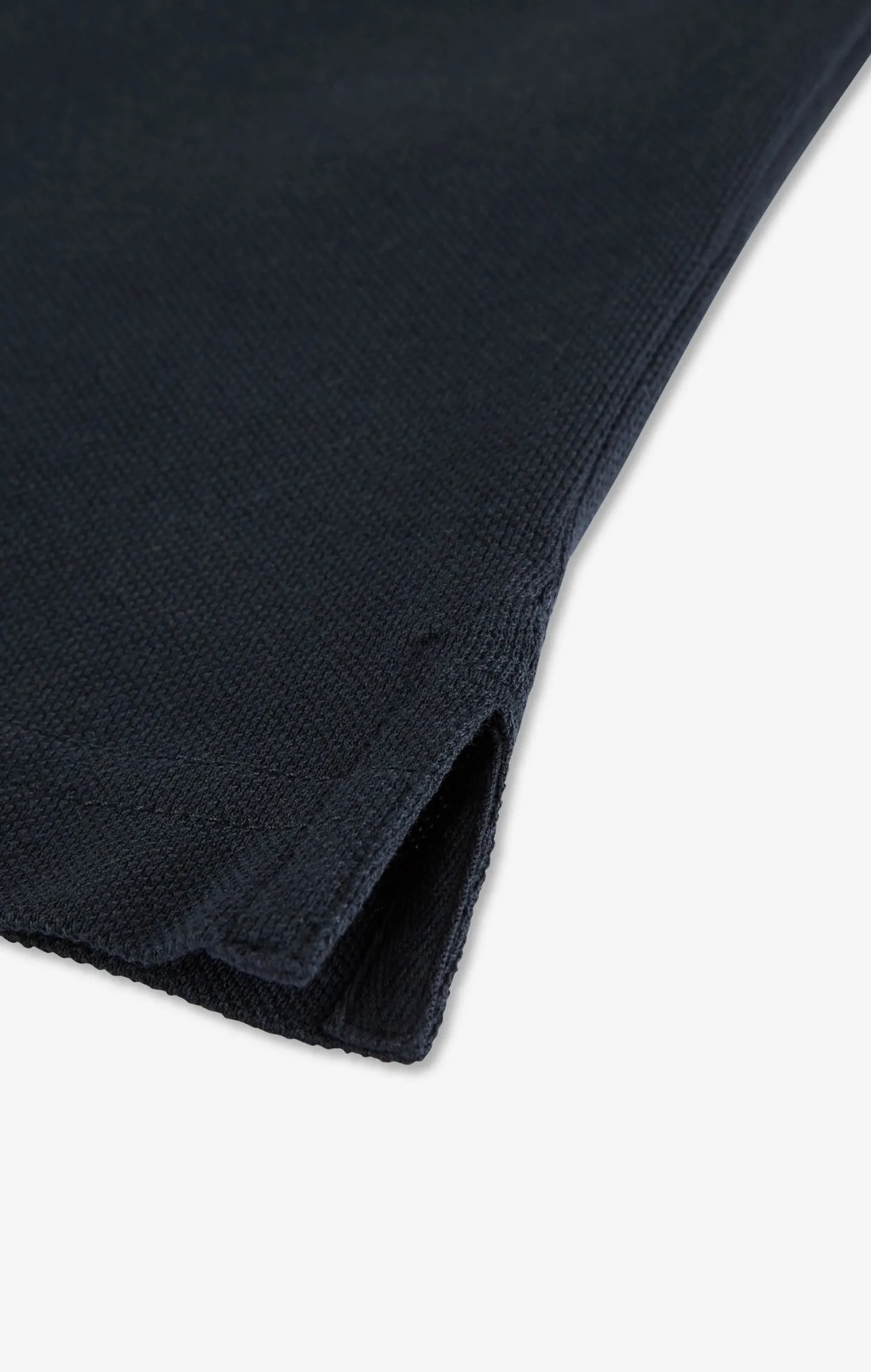 Polo manches longues noir en coton avec col contrasté