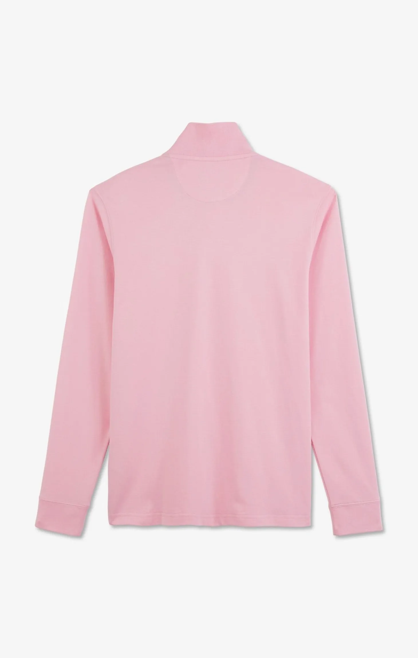 Polo manches longues rose uni en piqué de coton stretch
