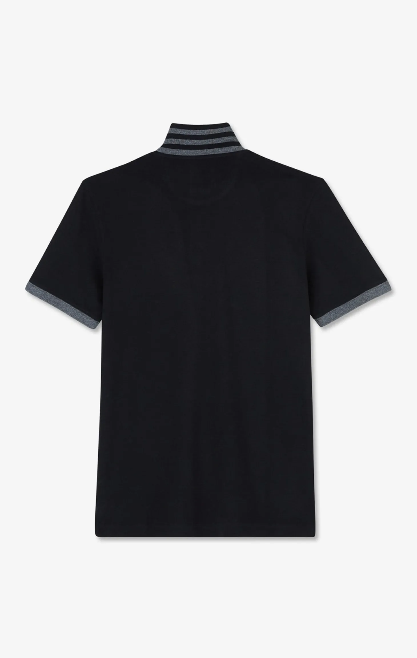 Polo noir en coton pima avec détails contrastés