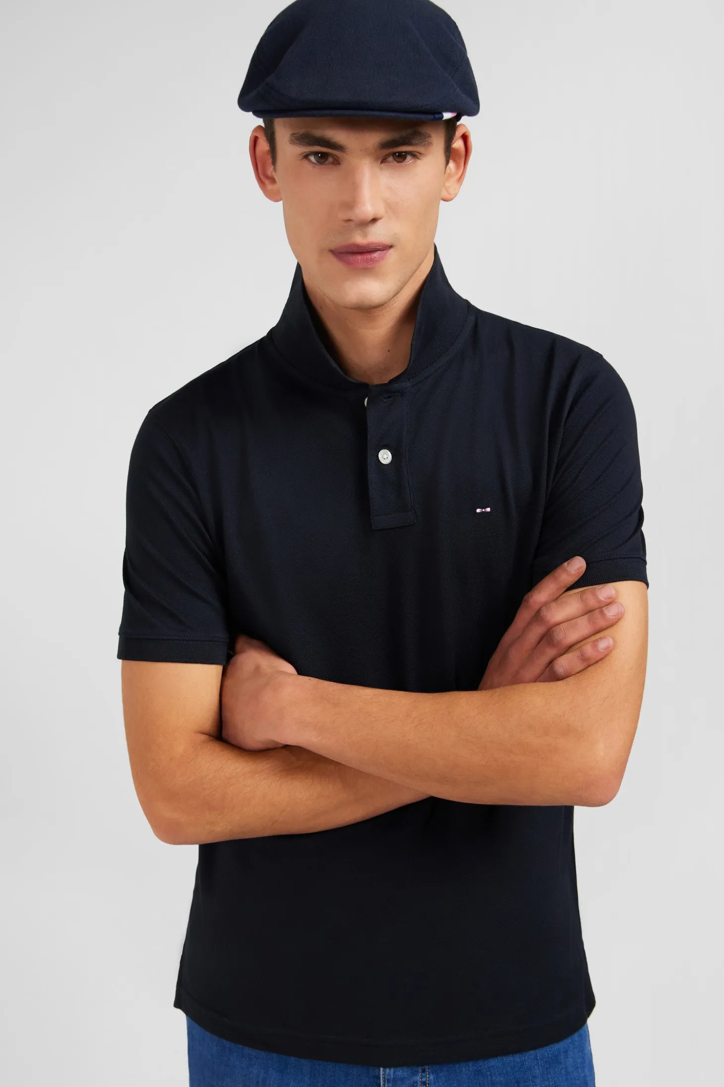 Polo noir en coton pima stretch
