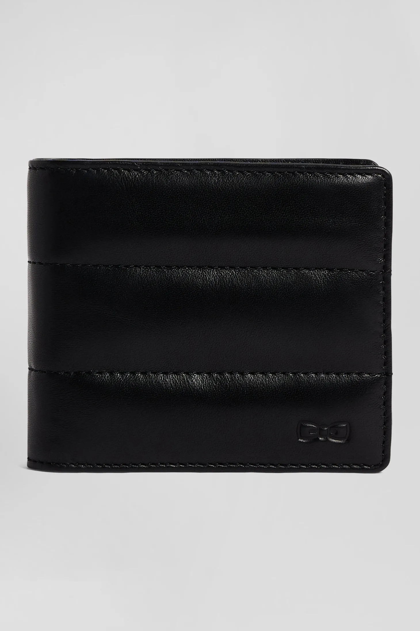 Porte-cartes en cuir noir matelassé